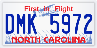NC license plate DMK5972