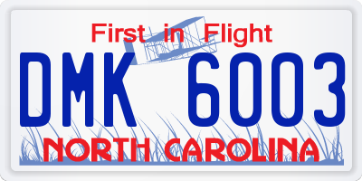NC license plate DMK6003