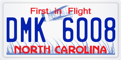NC license plate DMK6008