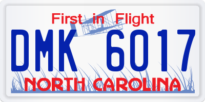NC license plate DMK6017