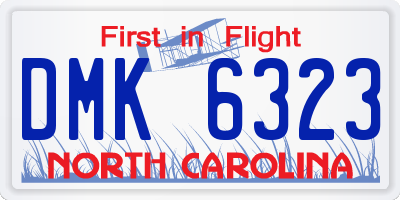 NC license plate DMK6323