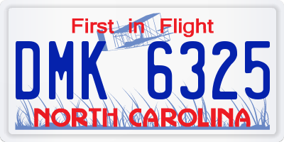 NC license plate DMK6325