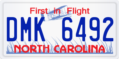 NC license plate DMK6492