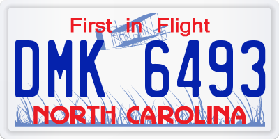 NC license plate DMK6493