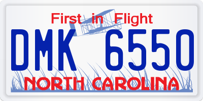 NC license plate DMK6550