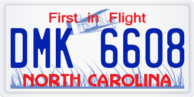 NC license plate DMK6608