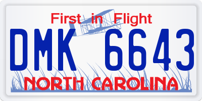 NC license plate DMK6643