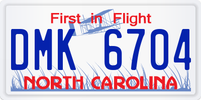 NC license plate DMK6704