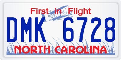 NC license plate DMK6728