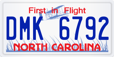 NC license plate DMK6792