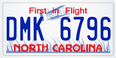 NC license plate DMK6796
