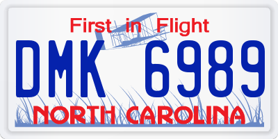 NC license plate DMK6989