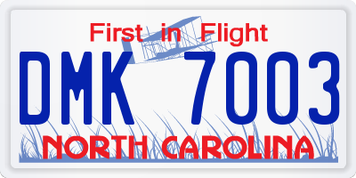 NC license plate DMK7003