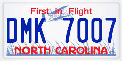 NC license plate DMK7007