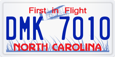 NC license plate DMK7010