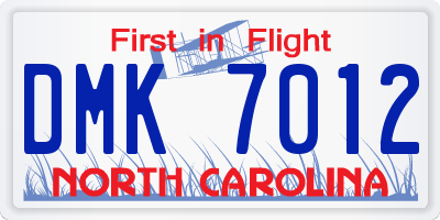 NC license plate DMK7012