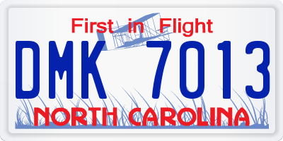 NC license plate DMK7013