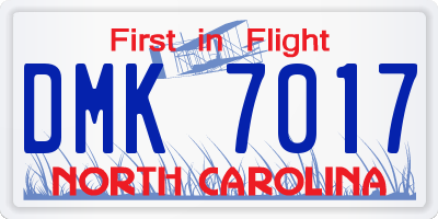 NC license plate DMK7017