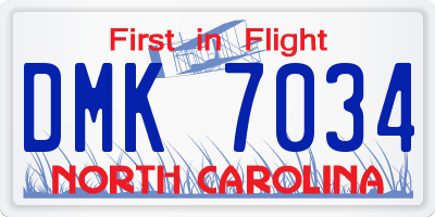 NC license plate DMK7034