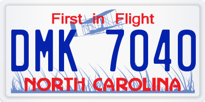 NC license plate DMK7040