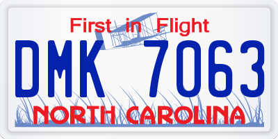NC license plate DMK7063