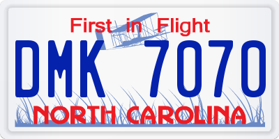NC license plate DMK7070