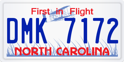 NC license plate DMK7172