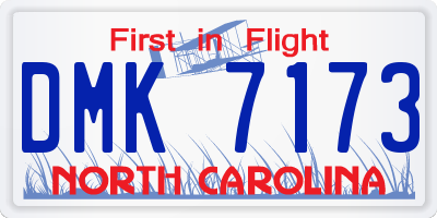 NC license plate DMK7173