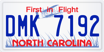 NC license plate DMK7192