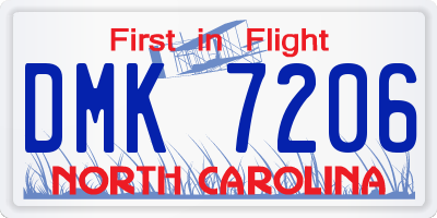 NC license plate DMK7206