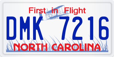 NC license plate DMK7216