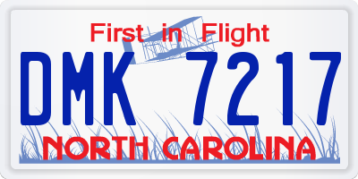 NC license plate DMK7217