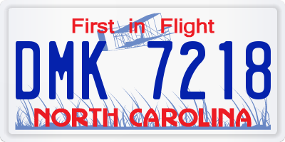 NC license plate DMK7218