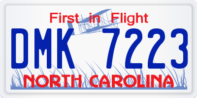NC license plate DMK7223