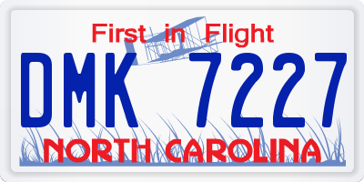 NC license plate DMK7227