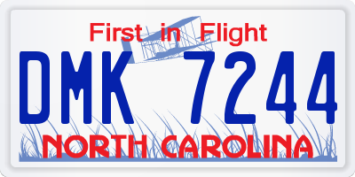 NC license plate DMK7244