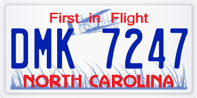 NC license plate DMK7247