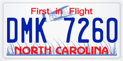 NC license plate DMK7260