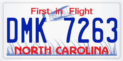 NC license plate DMK7263