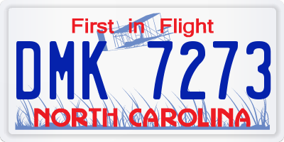 NC license plate DMK7273