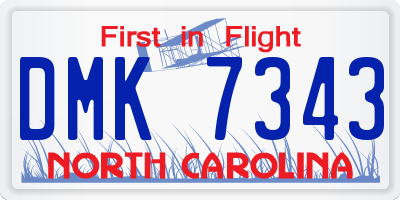 NC license plate DMK7343