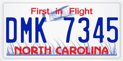 NC license plate DMK7345