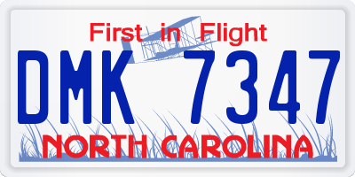 NC license plate DMK7347