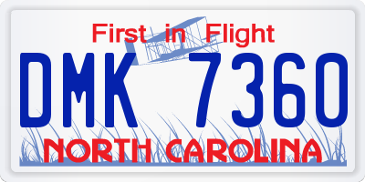 NC license plate DMK7360