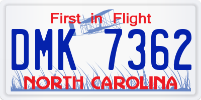 NC license plate DMK7362