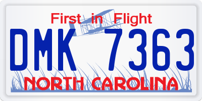 NC license plate DMK7363