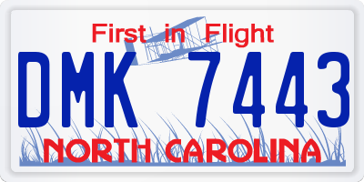 NC license plate DMK7443