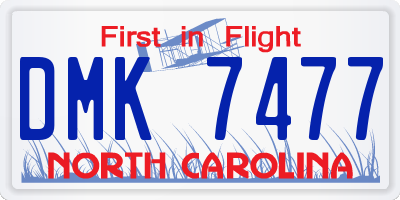 NC license plate DMK7477