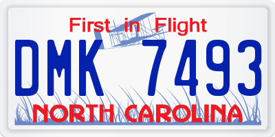NC license plate DMK7493