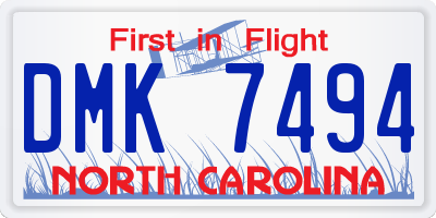 NC license plate DMK7494